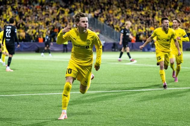 250930 Jens Petter Hauge of Bodo Glimt celebrates after 1 0 during the UEFA Champions League football match between Bodo Glimt and Tottenham on September 30, 2025 in Bodo Photo Marius Simensen BILDBYRAN COP 238 MM0044 bbeng football fotball fotboll soccer uefa champions league mesterligaen bodo glimt tottenham hotspur spurs jubel  Copyright: MARIUSxSIMENSEN BB250930ZZ002