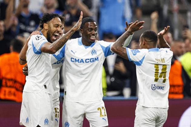 MARSEILLE - (L-R) Pierre-Emerick Aubameyang of Olympique Marseille, Matt O Riley of Olympique Marseille, Timothy Weah of Olympique Marseille, and Igor Paixao of Olympique Marseille celebrate the 4-0 goal during the UEFA Champions League match between Olympique Marseille and Ajax at the Stade Velodrome on September 30, 2025, in Marseille, France. ANP MAURICE VAN STEEN xVIxANPxSportx xxANPxIVx 537976056 originalFilename: 537976056.jpg