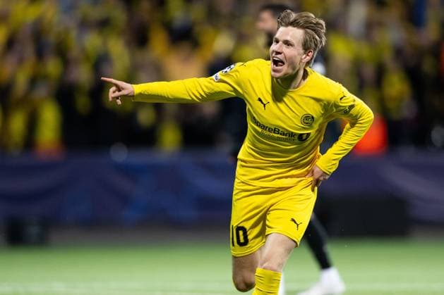 250930 Jens Petter Hauge of Bodo Glimt celebrates after 2 0 during the UEFA Champions League football match between Bodo Glimt and Tottenham on September 30, 2025 in Bodo Photo Marius Simensen BILDBYRAN COP 238 MM0044 bbeng football fotball fotboll soccer uefa champions league mesterligaen bodo glimt tottenham hotspur spurs jubel  Copyright: MARIUSxSIMENSEN BB250930ZQ002