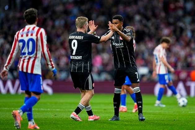 ESP: Atletico de Madrid - Eintracth Frankfurt. UEFA Champions League. Matchday 2. Jonathan Burkardt of Eintracht Frankfurt celebrates after scoring the 3-1 during the UEFA Champions League match, between Atletico de Madrid and Eintracth Frankfurt, matchday 2, played at Riyadh Air Mertropolitano Stadium on September 30, 2025 in Madrid, Spain. kpng Copyright: xCesarxCebollax xPRESSINx PS_250930_ATM_EIN_2526_089