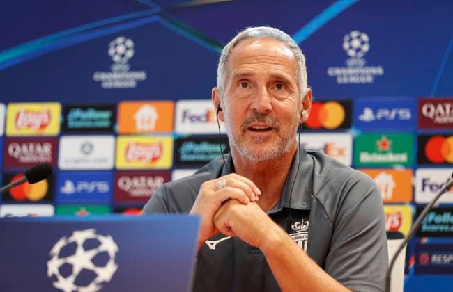 La Turbie, France September 30, 2025 AS Monaco vs Manchester City, UEFA Champions League Group Stage D2 Press Conference with Coach Adolf Adi Huetter Mandoga Media Germany AS Monaco vs Manchester City, UEFA Champions League Group Stage D2