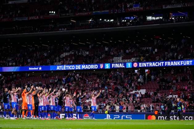 Atletico de Madrid v Eintracht Frankfurt - UEFA Champions League 2025 26 League Phase MD2 Atletico players celebrate the victory after winning the UEFA Champions League 2025 26 League Phase MD2 match between Atletico de Madrid and Eintracht Frankfurt at Estadio Metropolitano on September 30, 2025 in Madrid, Spain. Madrid Spain  Copyright: xJosexBretonx originalFilename:bretonhernandez-atletico250930_npJws.jpg