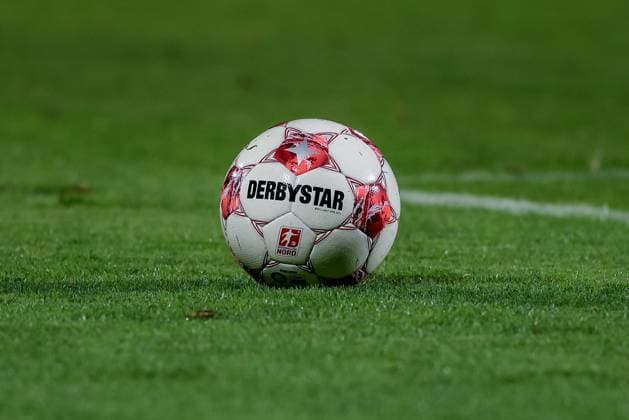 The match ball is on the pitch, grass, Regionalliga Nord, Derbystar, Brillant APS NFV, symbol photo, symbol, symbol image football, soccer, ball, official match ball, logo, league logo, 30 09 2025, Bremen Germany, football, Regionalliga Nord, SV Werder Bremen II VfB Lübeck xobx