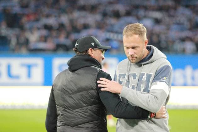 Soccer I Men I Season 2025 26 I 3 Liga I 9 Matchday I F C Hansa Rostock Energie Cottbus I 30 9 2025 Cottbus Coaches Claus Dieter Wolliutz and Daniel Brinkmann F C Hansa Rostock Rostock Ostseestadion Mecklenburg Vorpommern Germany Copyright: xLobeca AndreasxKnothex