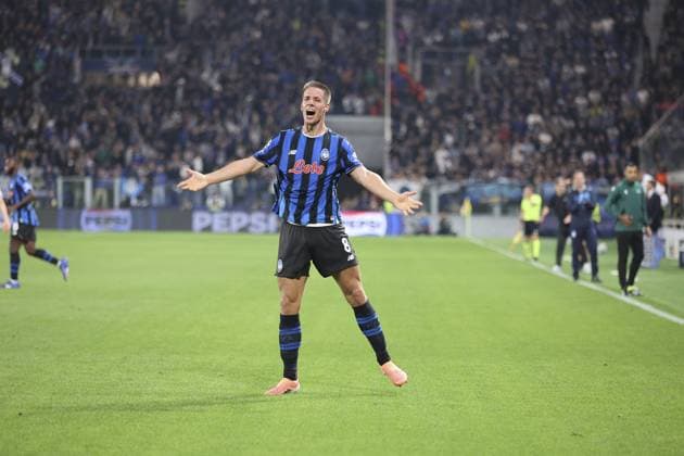 CALCIO - UEFA Champions League - Atalanta BC vs Club Brugge KV Mario Pasalic of Atalanta BC celebrates after scoring during Atalanta BC vs Club Brugge, Chanpions League 2025-26 League phase, Matchday 2Â°, game at New Balance Arena in Bergamo (BG), Italy, on September 30, 2025. Bergamo Italy  Copyright: xIPAxSport ABACAx