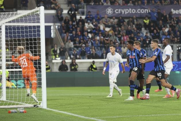 CALCIO - UEFA Champions League - Atalanta BC vs Club Brugge KV Mario Pasalic of Atalanta BC scores a goal during Atalanta BC vs Club Brugge, Chanpions League 2025-26 League phase, Matchday 2Â°, game at New Balance Arena in Bergamo (BG), Italy, on September 30, 2025. Bergamo Italy  Copyright: xIPAxSport ABACAx