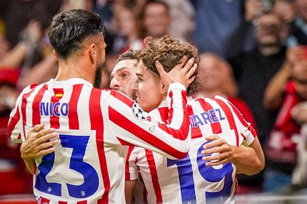 UEFA Champions League 2025 26, Matchday 2 Atletico Madrid vs Eintracht Frankfurt Riyadh Air Metropolitano Madrid, Spain Goal and goal celebration to 5 1 via foul penalty by Julian Ãlvarez Julian Alvarez Atletico Madrid, 19 Joy, emotions, jubilation Copyright: xJOERANxSTEINSIEKx