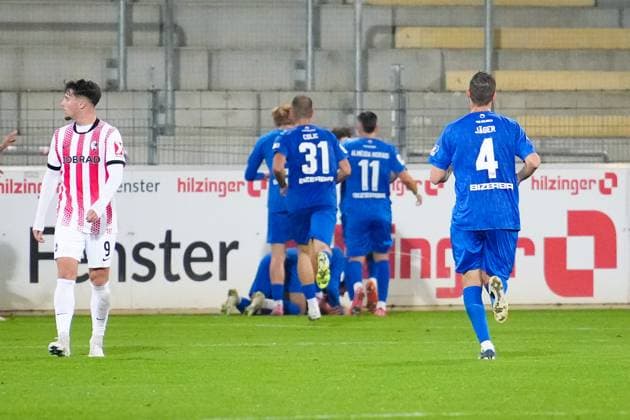 Germany, Football, Regionalliga Südwest, Season 2025 2026, Matchday 10 SC Freiburg II vs TSG Balingen Dreisamstadion Freiburg Halim Eroglu TSG Balingen ,34 Goal, Goal celebration, Emotions, Goal kick, Joy, Cheering, Freiburg Dreisamstadion Baden Württemberg Germany Copyright: xFINLEYxMÖRCHx
