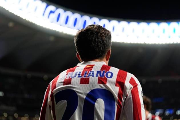 September 30, 2025, Madrid, Madrid, Spain: Giuliano Simeone of Atletico de Madrid celebrates a goal during the UEFA Champions League 2025 26 League Phase MD2 match between Atletico de Madrid and Eintracht Frankfurt at Riyadh Air Metropolitano on September 30, 2025, in Madrid, Spain. Madrid Spain - ZUMAa181 20250930_zaa_a181_325 Copyright: xOscarxJ.xBarrosox