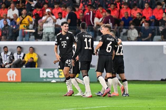 UEFA Champions League Paphos FC FC Bayern München 30 09 2025 Cheers after scoring 1 5 by Michael OLISE FC Bayern Muenchen 17 Goal Goalscorer Joy Happy UEFA Champions League Paphos FC FC Bayern München Alphamega Stadium on 30 09 2025 Copyright: xBEAUTIFULxSPORTS Goldbergx
