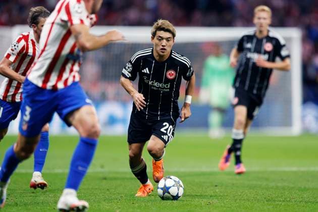 Ritsu Doan (Frankfurt), SEPTEMBER 30, 2025 - Football Soccer : UEFA Champions League match between Atletico de Madrid 5-1 Eintracht Frankfurt at Estadio Metropolitano in Madrid, Spain. Noxthirdxpartyxsales  aflo_305411712