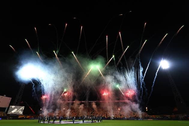 A general view of fireworks display before the match FK Bodo Glimt v Tottenham Hotspur, UEFA Champions League, Group Stage, Football, Aspmyra Stadion, Bodo, Norway - 30 Sep 2025Bodo Aspmyra Stadion Norway EDITORIAL USE ONLY No use with unauthorised audio, video, data, fixture lists, club league logos or live services. Online in-match use limited to 120 images, no video emulation. No use in betting, games or single club league player publications.  Copyright: xMichaelxZemanek Shutterstockx 15504026be