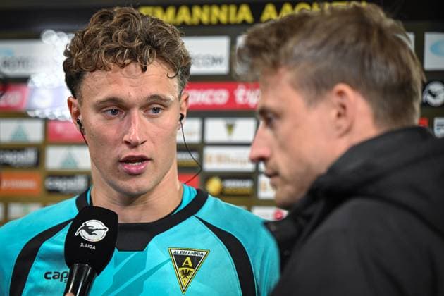 Germany, Football, 3 League, Matchday 9, 2025 2026, TSV Alemannia Aachen vs FC Erzgebirge Aue, 30 09 2025, Tivoli, Aachen, Germany, Jan Olschowsky Alemannia Aachen, 1 in interview after defeat Copyright: xMarkusxVerwimpx