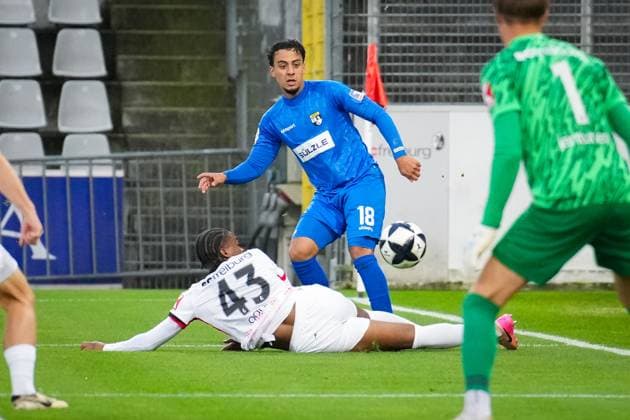 Germany, Soccer, Regionalliga Südwest, Season 2025 2026, Matchday 10 SC Freiburg II vs TSG Balingen Dreisamstadion Freiburg Luca Marino SC Freiburg II, 42 Jaaso Jantunen SC Freiburg II, 01 Amney Moutassime TSG Balingen ,18 Freiburg Dreisamstadion Baden Württemberg Germany Copyright: xFINLEYxMÖRCHx