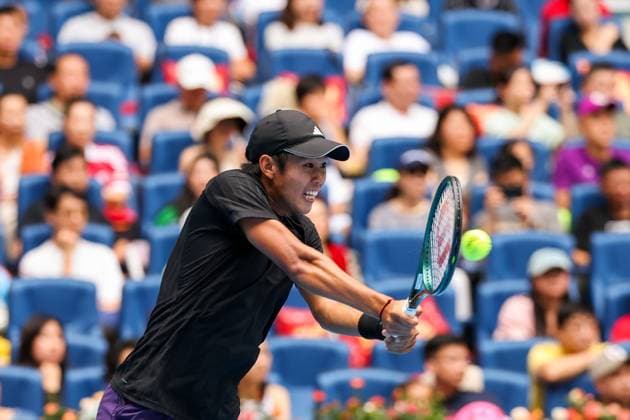 BEIJING, CHINA - OCTOBER 01: Learner Tien of the United States competes in the Men s Singles Final match against Jannik Sinner of Italy on day 10 of the 2025 China Open at the National Tennis Center on October 1, 2025 in Beijing, China.  Copyright: xVCGx 111594383678