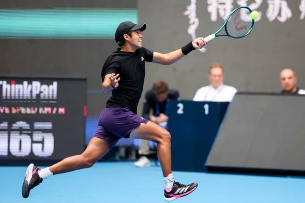 BEIJING, CHINA - OCTOBER 01: Learner Tien of the United States competes in the Men s Singles Final match against Jannik Sinner of Italy on day 10 of the 2025 China Open at the National Tennis Center on October 1, 2025 in Beijing, China.  Copyright: xVCGx 111594383203