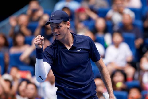 BEIJING, CHINA - OCTOBER 01: Jannik Sinner of Italy reacts in the Men s Singles Final match against Learner Tien of the United States on day 10 of the 2025 China Open at the National Tennis Center on October 1, 2025 in Beijing, China.  Copyright: xVCGx 111594392627