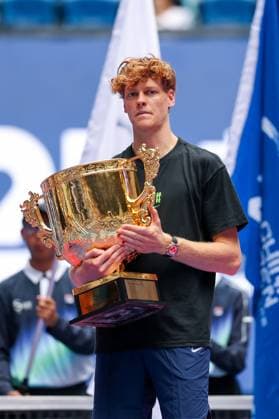 BEIJING, CHINA - OCTOBER 01: Champion Jannik Sinner of Italy poses with trophy after the Men s Singles Final match on day 10 of the 2025 China Open at the National Tennis Center on October 1, 2025 in Beijing, China.  Copyright: xVCGx 111594390989