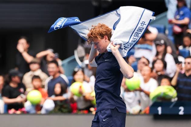 BEIJING, CHINA - OCTOBER 01: Jannik Sinner of Italy celebrates after winning the Men s Singles Final match against Learner Tien of the United States on day 10 of the 2025 China Open at the National Tennis Center on October 1, 2025 in Beijing, China.  Copyright: xVCGx 111594389053