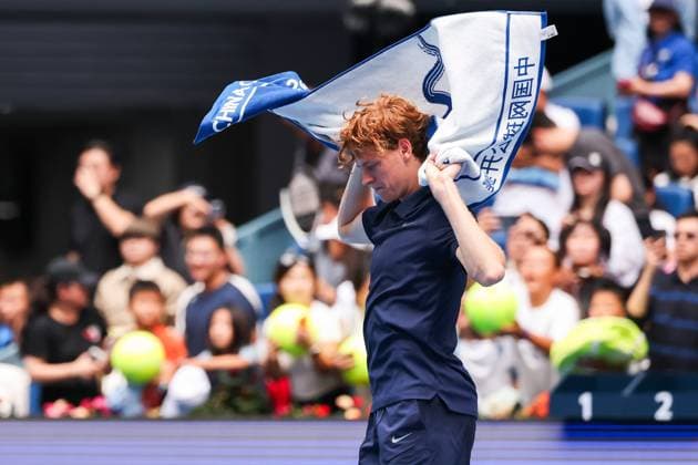 BEIJING, CHINA - OCTOBER 01: Jannik Sinner of Italy celebrates after winning the Men s Singles Final match against Learner Tien of the United States on day 10 of the 2025 China Open at the National Tennis Center on October 1, 2025 in Beijing, China.  Copyright: xVCGx 111594388196