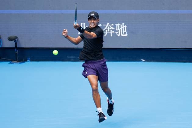 BEIJING, CHINA - OCTOBER 01: Learner Tien of the United States competes in the Men s Singles Final match against Jannik Sinner of Italy on day 10 of the 2025 China Open at the National Tennis Center on October 1, 2025 in Beijing, China.  Copyright: xVCGx 111594386972