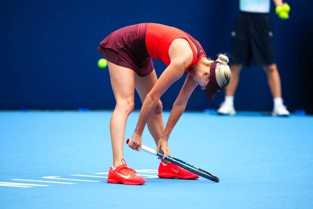 BEIJING, CHINA - OCTOBER 01: Anastasia Potapova competes in the Women s Singles Round of 16 match against Linda Noskova of Czech Republic on day 10 of the 2025 China Open at the National Tennis Center on October 1, 2025 in Beijing, China.  Copyright: xVCGx 111594389306