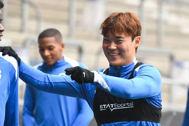 Genk s Hyeon-Gyu Oh pictured during a training session of Belgian soccer team KRC Genk, on Wednesday 01 October 2025, in Genk. The team will play the Hungarian Ferencvarosi TC on Thursday, the second game (out of 8) in the league phase of the UEFA Europa League competition. JILLxDELSAUX  x135801112x