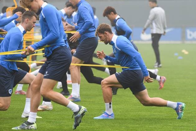 Genk s Patrik Hrosovsky pictured during a training session of Belgian soccer team KRC Genk, on Wednesday 01 October 2025, in Genk. The team will play the Hungarian Ferencvarosi TC on Thursday, the second game (out of 8) in the league phase of the UEFA Europa League competition. JILLxDELSAUX  x135801125x