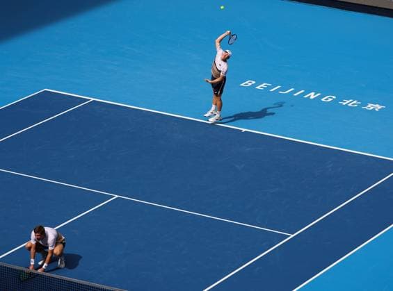 (251001) -- BEIJING, Oct. 1, 2025 -- Harri Heliovaara(Top) Henry Patten compete during the men s doubles final match between Harri Heliovaara(Finland) Henry Patten (Britain) and Karen Khachanov Andrey Rublev of Russia at 2025 China Open tennis tournament in Beijing, China, Oct. 1, 2025. ) (SP)CHINA-BEIJING-TENNIS-CHINA OPEN-MEN S DOUBLES-FINAL(CN) DuxXinyi 