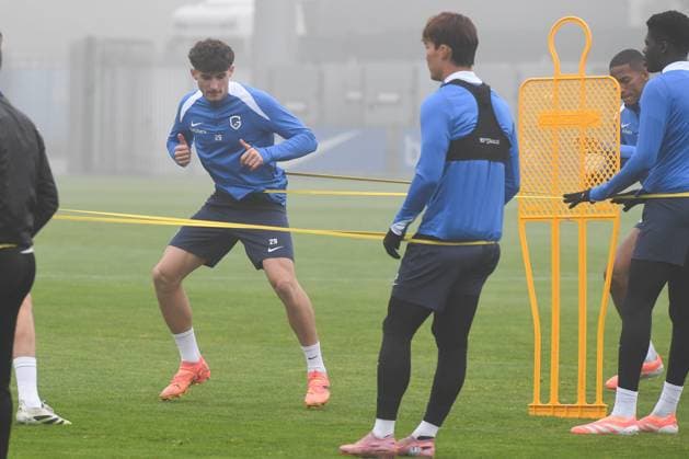 Genk s Robin Mirisola pictured during a training session of Belgian soccer team KRC Genk, on Wednesday 01 October 2025, in Genk. The team will play the Hungarian Ferencvarosi TC on Thursday, the second game (out of 8) in the league phase of the UEFA Europa League competition. JILLxDELSAUX  x135801133x