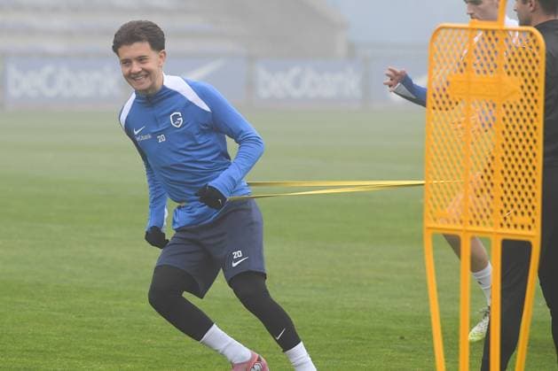 Genk s Konstantinos Kos Karetsas pictured during a training session of Belgian soccer team KRC Genk, on Wednesday 01 October 2025, in Genk. The team will play the Hungarian Ferencvarosi TC on Thursday, the second game (out of 8) in the league phase of the UEFA Europa League competition. JILLxDELSAUX  x135801134x
