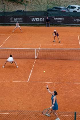 Double Nicole Fossa Huergo and Ekaterine Gorgodze vs Oksana Selekhmeteya and Simona Waltert during the Internazionali di Calabria 2025 WTA, Tennis Damen 125 tennis match at Chiappetta Village, Rende (Cosenza), Italy.  Copyright: xFrancescoxFarina IPAxSportx xipa-agency.netx xx IPA_66002842 IPA_Agency_IPA66002842