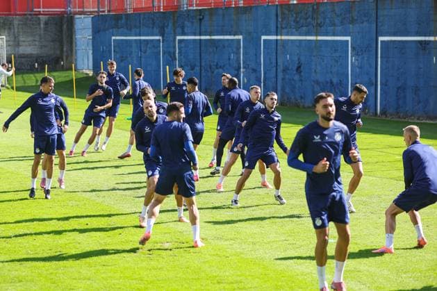 PXL_GNK Dinamo training GNK Dinamo training at Maksimir stadium in Zagreb, Croatia on 01. October 2025 before UEFA Europa league match with Maccabi Tel Aviv FC. Josip Misic, Dion Drena Beljo  GoranxStanzl PIXSELL