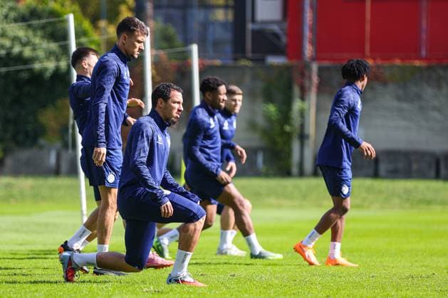 PXL_GNK Dinamo training GNK Dinamo training at Maksimir stadium in Zagreb, Croatia on 01. October 2025 before UEFA Europa league match with Maccabi Tel Aviv FC. Dejan Ljubicic, Ismael Bennacer, Ronael Pierre-Gabriel  GoranxStanzl PIXSELL
