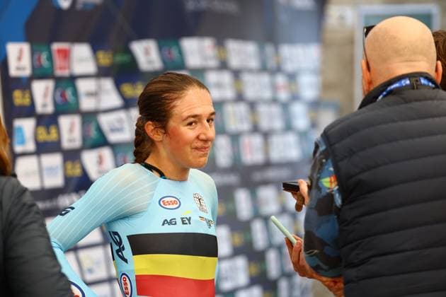 Belgian Luca Vierstraete pictured after the 24 km time trial of the Women U23 category at the UEC road European cycling championships, Wednesday 01 October 2025, in Loriol-sur-Drome, France. The European cycling championships Drome-Ardeche takes place from 1 to 5 October, France. DAVIDxPINTENS  x135814317x