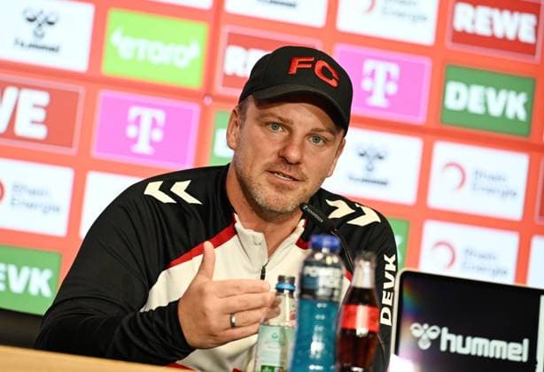 01 10 2025, xophax, Soccer 1 Bundesliga, 1 FC Koeln, 1 FC Köln Press conference with coach Lukas Kwasniok before the match in Hoffenheim Koeln