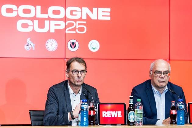 Cologne Cup25 Press Conference 01 10 2025 Dr Andreas Dartsch Deputy Chairman of the Board Sparkasse KölnBonn , Dirk Brennecke Managing Director Football Association Mittelrhein Press Conference Cologne Cup25 RheinEnergiestadion, 01 10 2025 Copyright: xBEAUTIFULxSPORTS Wunderlx