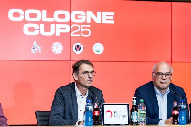 Cologne Cup25 Press Conference 01 10 2025 Dr Andreas Dartsch Deputy Chairman of the Board Sparkasse KölnBonn , Dirk Brennecke Managing Director Football Association Mittelrhein Press Conference Cologne Cup25 RheinEnergiestadion, 01 10 2025 Copyright: xBEAUTIFULxSPORTS Wunderlx