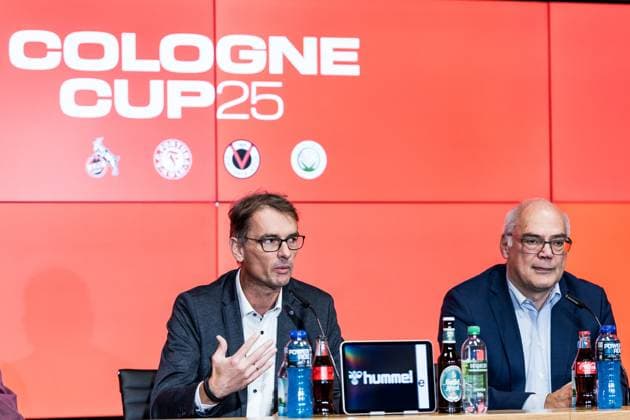Cologne Cup25 Press Conference 01 10 2025 Dr Andreas Dartsch Deputy Chairman of the Board Sparkasse KölnBonn , Dirk Brennecke Managing Director Football Association Mittelrhein Press Conference Cologne Cup25 RheinEnergiestadion, 01 10 2025 Copyright: xBEAUTIFULxSPORTS Wunderlx