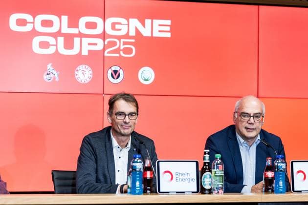 Cologne Cup25 Press Conference 01 10 2025 Dr Andreas Dartsch Deputy Chairman of the Board Sparkasse KölnBonn , Dirk Brennecke Managing Director Football Association Mittelrhein Press Conference Cologne Cup25 RheinEnergiestadion, 01 10 2025 Copyright: xBEAUTIFULxSPORTS Wunderlx