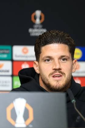 SOCCER - UEFA EL, Sturm vs Glasgow GRAZ,AUSTRIA,01.OCT.25 - SOCCER - UEFA Europa League, SK Sturm Graz vs Glasgow Rangers FC, preview, press conference, PK, Pressekonferenz Sturm. Image shows Emir Karic (Sturm).  GEPAxpictures xMarioxBuehner-Weinrauch