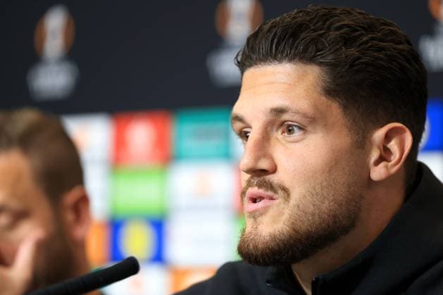 SOCCER - UEFA EL, Sturm vs Glasgow GRAZ,AUSTRIA,01.OCT.25 - SOCCER - UEFA Europa League, SK Sturm Graz vs Glasgow Rangers FC, preview, press conference, PK, Pressekonferenz Sturm. Image shows Emir Karic (Sturm).  GEPAxpictures xMarioxBuehner-Weinrauch