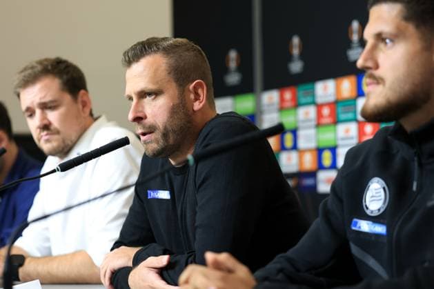 SOCCER - UEFA EL, Sturm vs Glasgow GRAZ,AUSTRIA,01.OCT.25 - SOCCER - UEFA Europa League, SK Sturm Graz vs Glasgow Rangers FC, preview, press conference, PK, Pressekonferenz Sturm. Image shows head coch Juergen Saeumel (Sturm).  GEPAxpictures xMarioxBuehner-Weinrauch