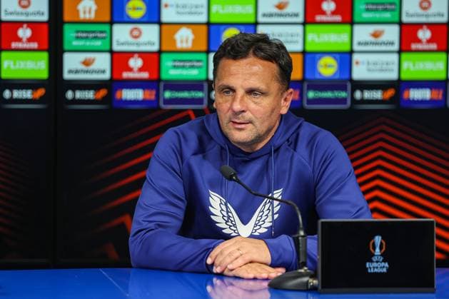 PXL_GNK Dinamo press conference, PK, Pressekonferenz Mario Kovacevic during GNK Dinamo press conference at Maksimir stadium in Zagreb, Croatia on 01. October 2025 before UEFA Europa league match with Maccabi Tel Aviv FC.  GoranxStanzl PIXSELL