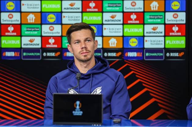 PXL_GNK Dinamo press conference, PK, Pressekonferenz Miha Zajc during GNK Dinamo press conference at Maksimir stadium in Zagreb, Croatia on 01. October 2025 before UEFA Europa league match with Maccabi Tel Aviv FC.  GoranxStanzl PIXSELL