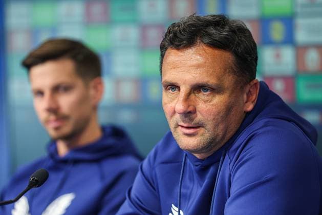 PXL_GNK Dinamo press conference, PK, Pressekonferenz Mario Kovacevic during GNK Dinamo press conference at Maksimir stadium in Zagreb, Croatia on 01. October 2025 before UEFA Europa league match with Maccabi Tel Aviv FC.  GoranxStanzl PIXSELL
