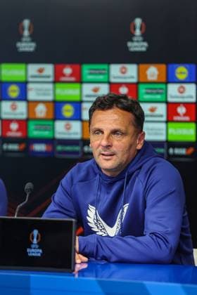 PXL_GNK Dinamo press conference, PK, Pressekonferenz Mario Kovacevic during GNK Dinamo press conference at Maksimir stadium in Zagreb, Croatia on 01. October 2025 before UEFA Europa league match with Maccabi Tel Aviv FC.  GoranxStanzl PIXSELL