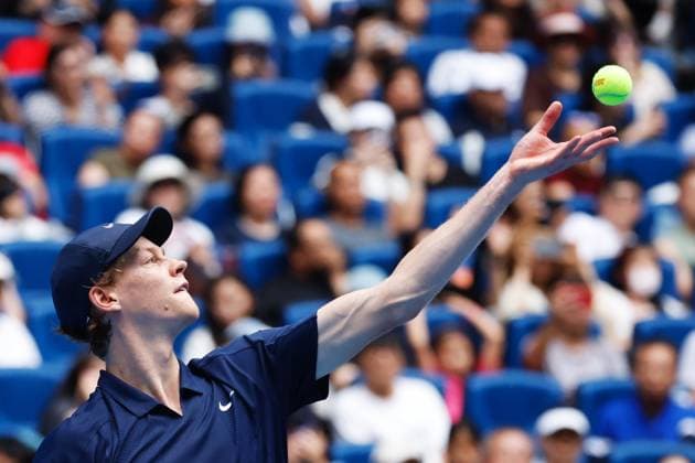 BEIJING, CHINA - OCTOBER 01: Jannik Sinner of Italy competes in the Men s Singles Final match against Learner Tien of the United States on day 10 of the 2025 China Open at the National Tennis Center on October 1, 2025 in Beijing, China.  Copyright: xChinaxNewsxServicex 111594409167