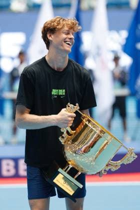 BEIJING, CHINA - OCTOBER 01: Champion Jannik Sinner of Italy celebrates after the Men s Singles Final match on day 10 of the 2025 China Open at the National Tennis Center on October 1, 2025 in Beijing, China.  Copyright: xChinaxNewsxServicex 111594409104
