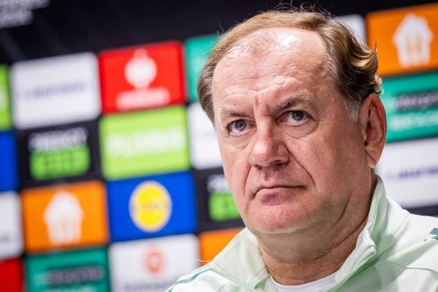 SLOVAN BRATISLAVA - STRASBOURG Head coach of Slovan Vladimir Weiss sr during the press conference, PK, Pressekonferenz ahead of the league phase of UEFA Conference league football match between SK Slovan Bratislava and RC Strasbourg Alsace. Bratislava, Slovakia, October 02, 2025. Copyright: xx 080A8592